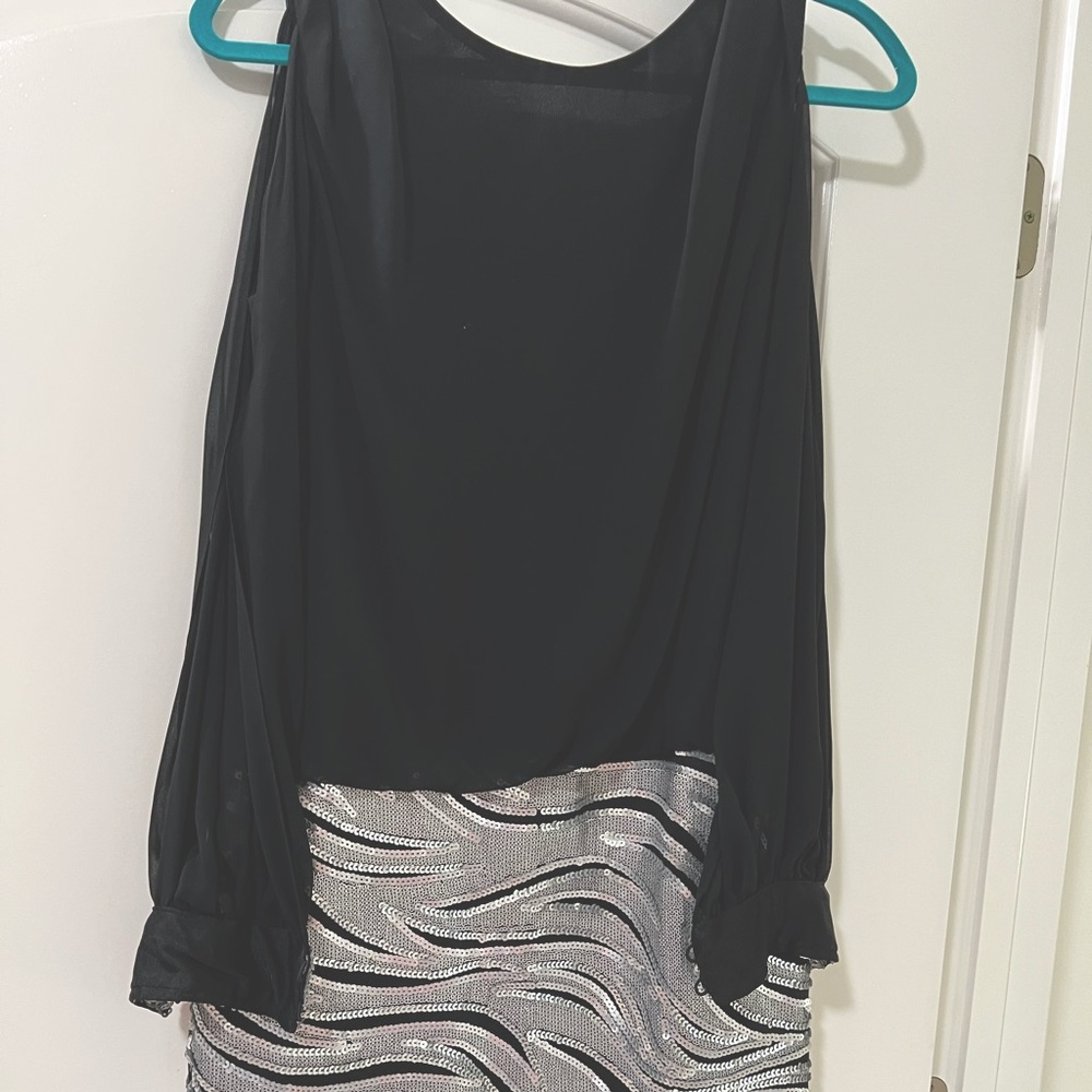Black and silver mini dress